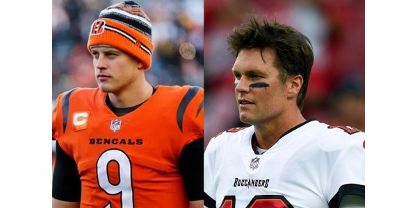 Joe Burrow rencontre Tom Brady pour la première fois dans un jeu Joe Burrow rencontre Tom Brady pour la première fois dans un jeu